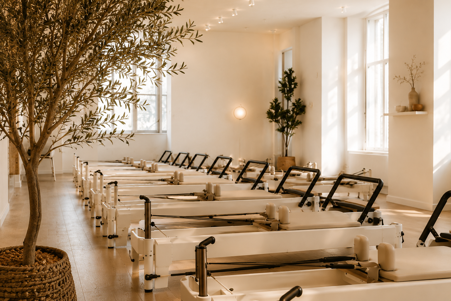 Reformer Pilates studio with natural light